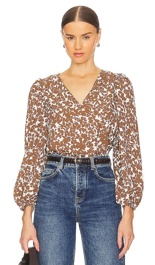 1. STATE V Neck Top in Brown
