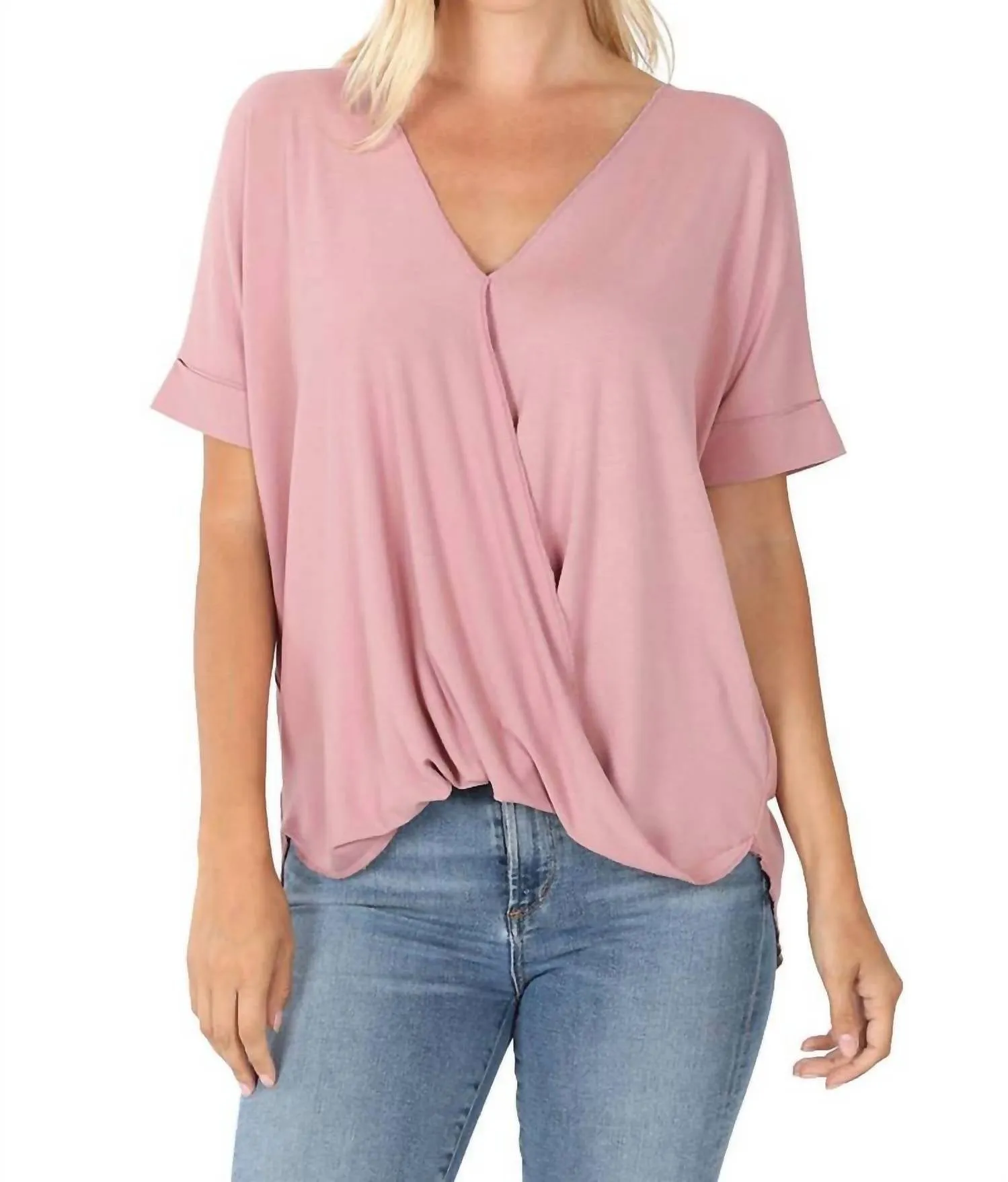 42Pops - Crepe Layered Draped Front Top
