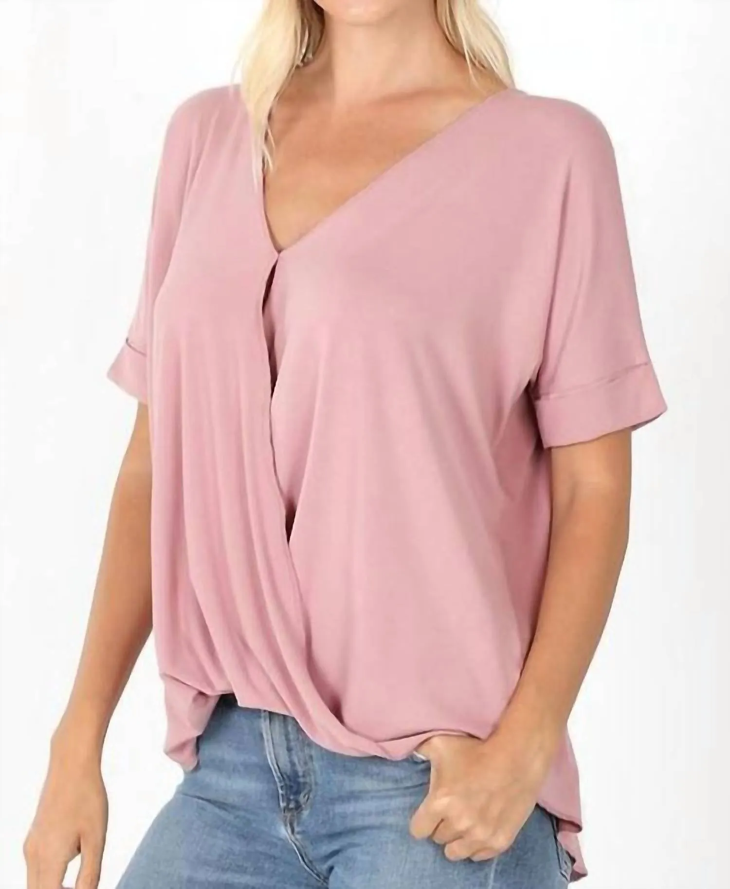 42Pops - Crepe Layered Draped Front Top