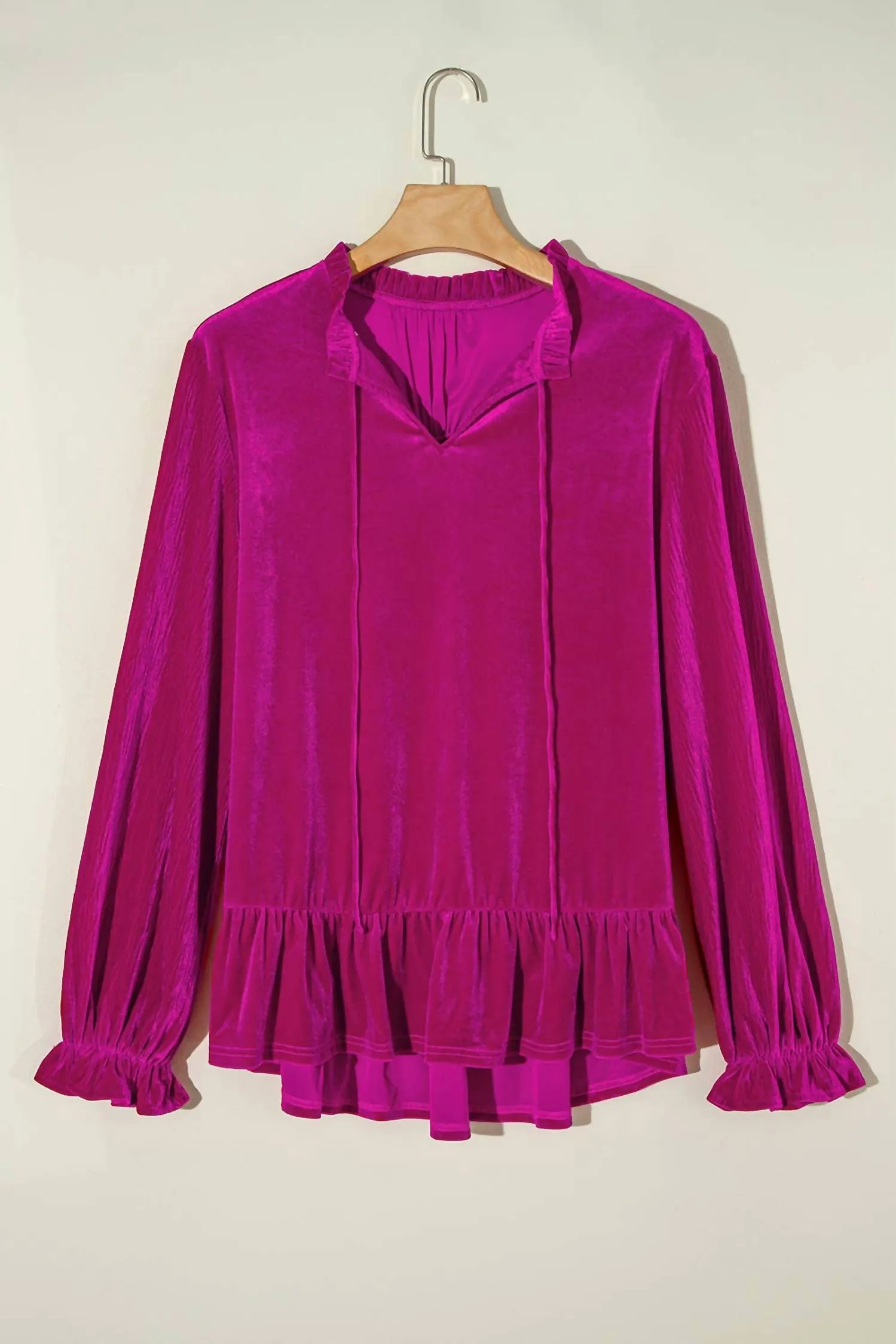 66Disco - Ruffled Sleeve V Neck Blouse