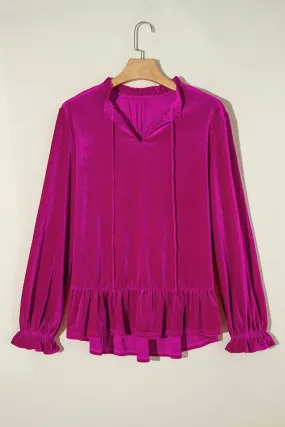 66Disco - Ruffled Sleeve V Neck Blouse