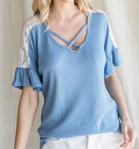 7Th Ray - Waffle Knit Crisscross Top
