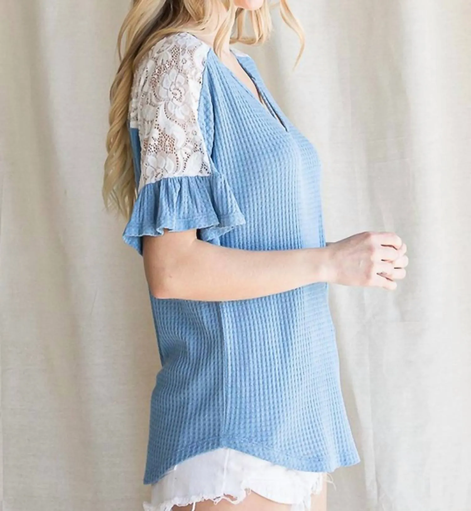 7Th Ray - Waffle Knit Crisscross Top