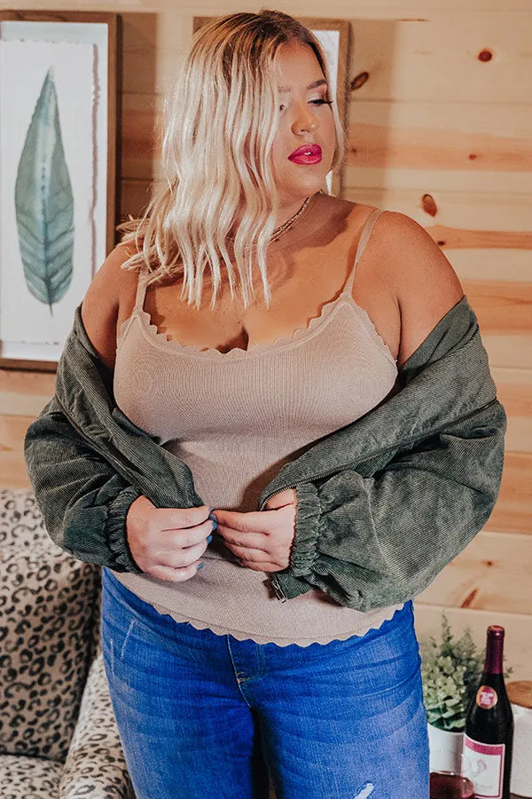 Acts Of Kindness Scalloped Tank In Khaki   Curves