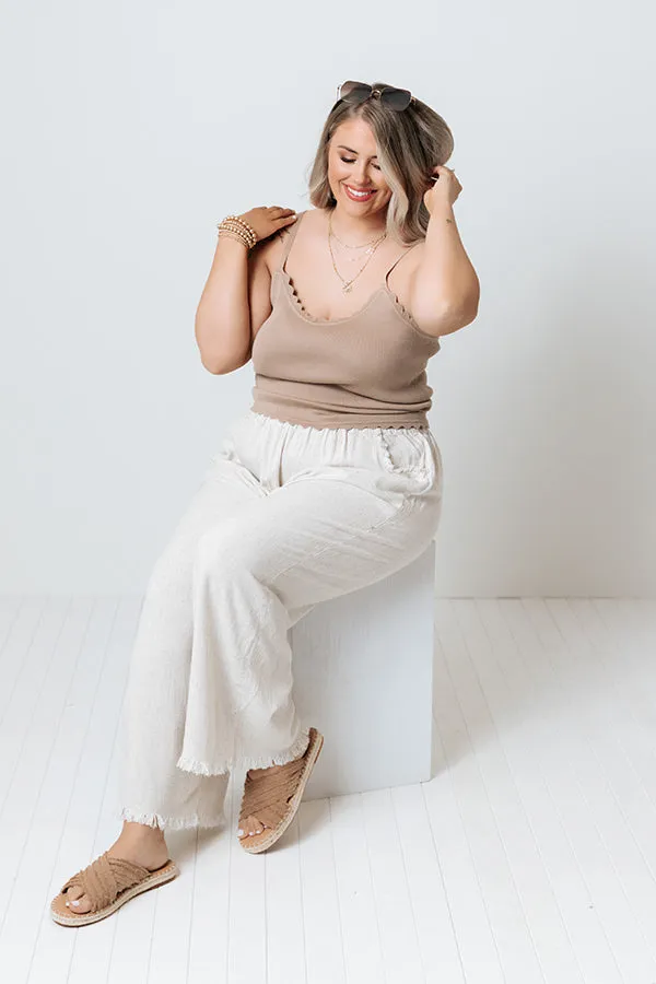 Acts Of Kindness Scalloped Tank In Khaki   Curves