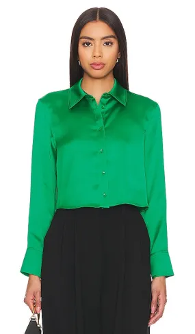 Alice   Olivia Leon Crop Button Down in Green