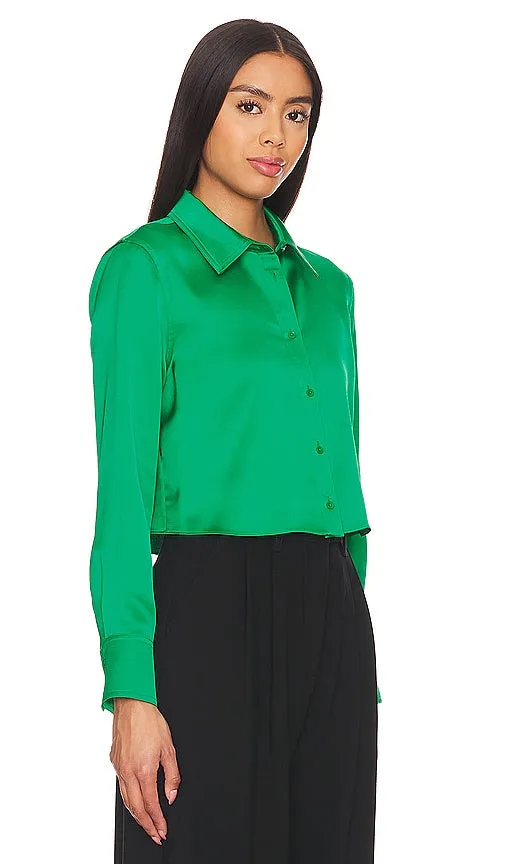Alice   Olivia Leon Crop Button Down in Green