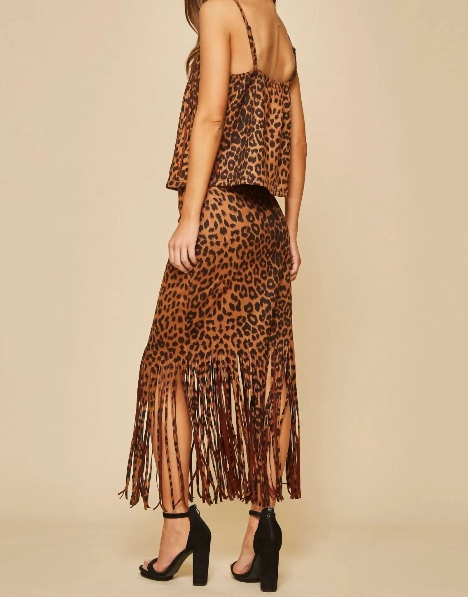 Andree By Unit - Leopard Fringe Tank Top