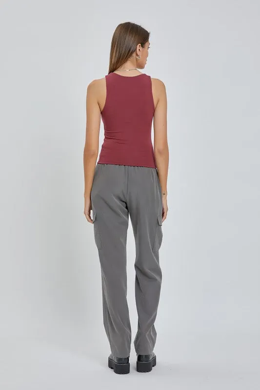 Basic HIgh Neck Tank-Maroon