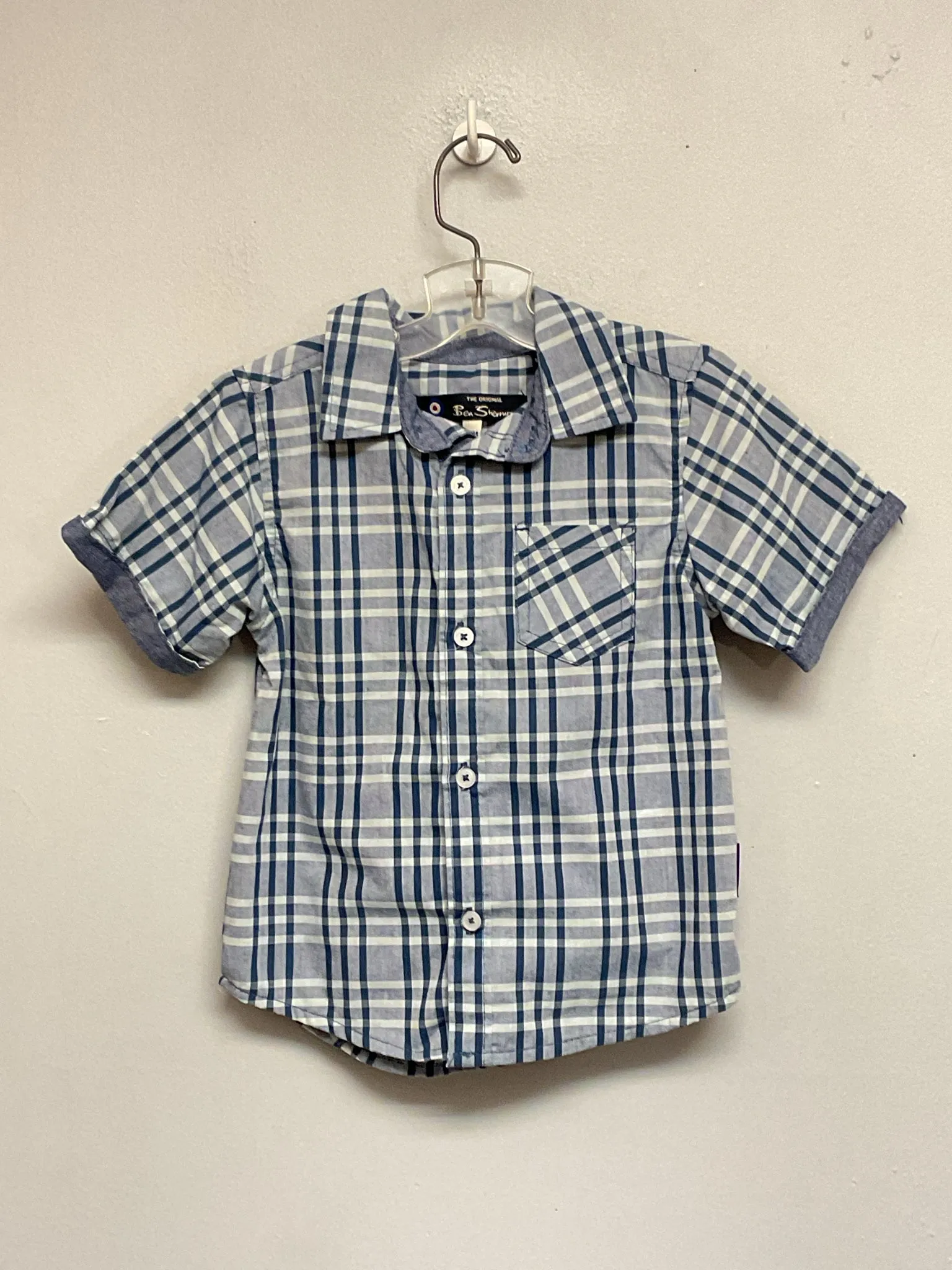 Ben Sherman Size 18M Blue Plaid Cotton Blend Infant Boys Shirts & Polos