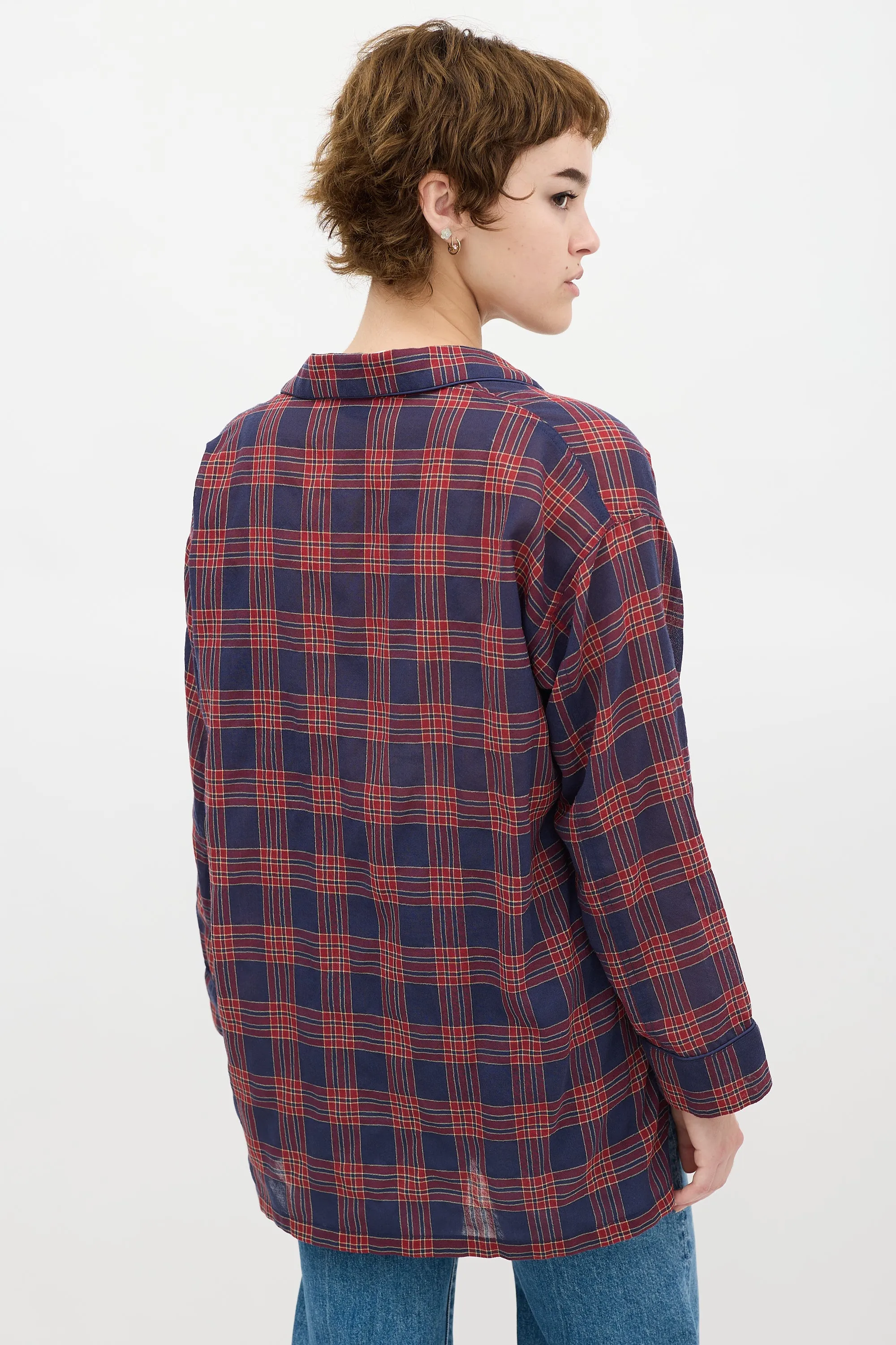 Blue & Red Checkered Over The Head Shirt