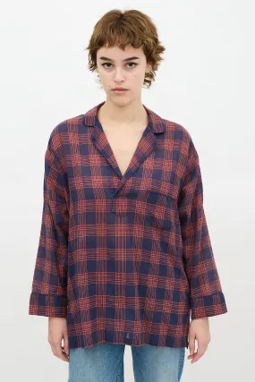 Blue & Red Checkered Over The Head Shirt