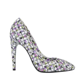 Bottega Veneta Women's Green / Purple Floral Leather Heels