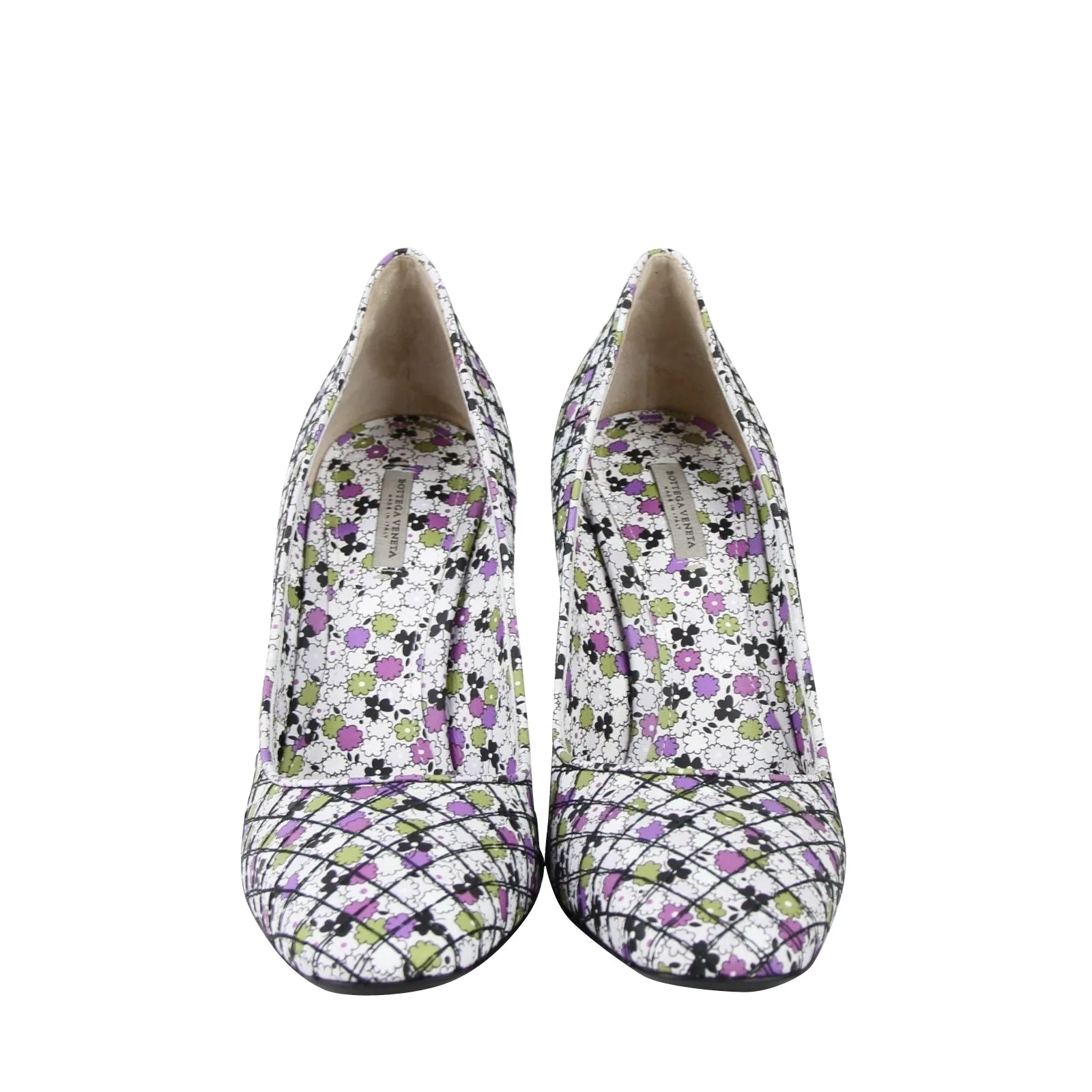 Bottega Veneta Women's Green / Purple Floral Leather Heels