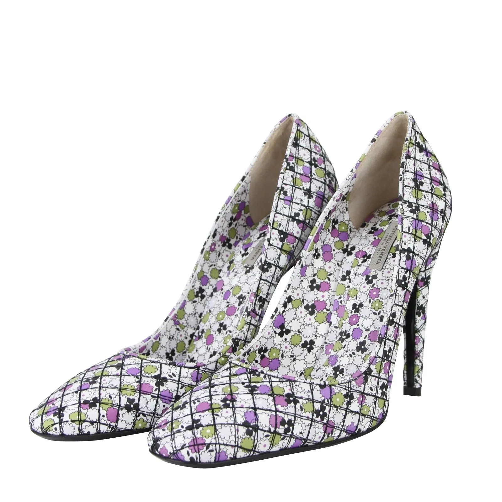 Bottega Veneta Women's Green / Purple Floral Leather Heels