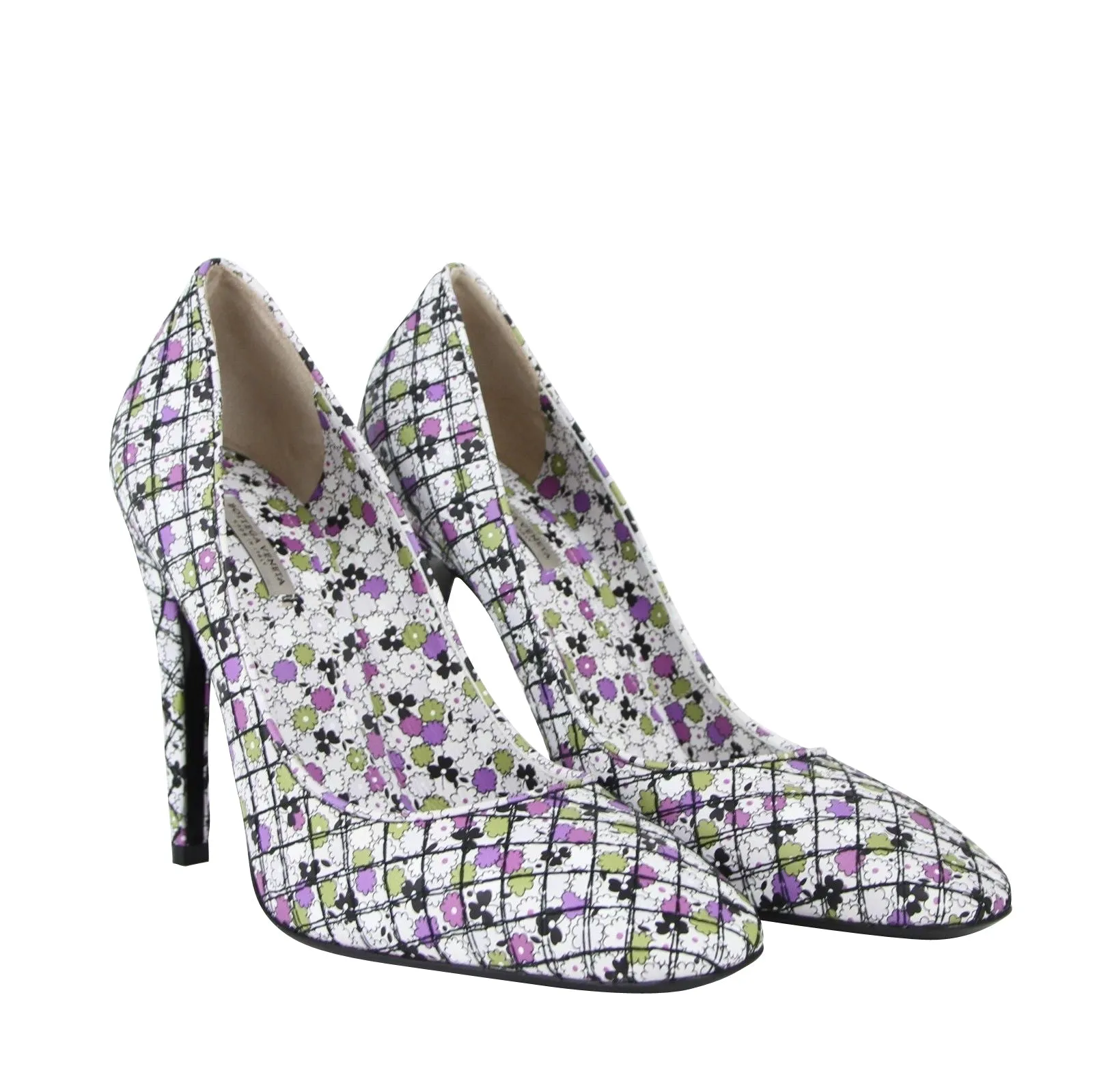 Bottega Veneta Women's Green / Purple Floral Leather Heels