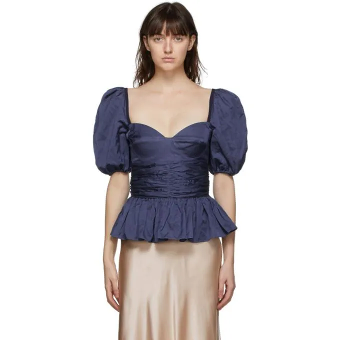 Brock Collection Blue Reserve Peplum Blouse