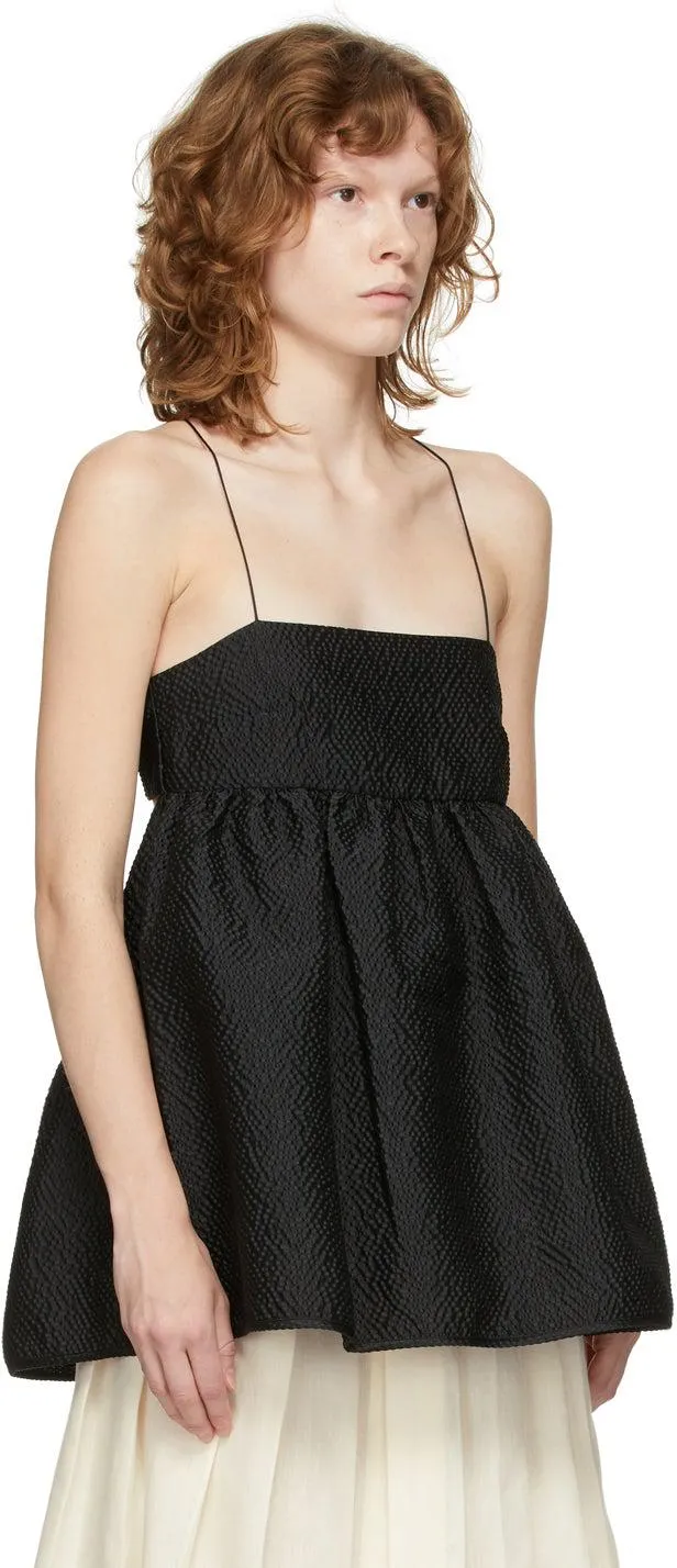 Cecilie Bahnsen Black Seersucker Hortensia Tank Top