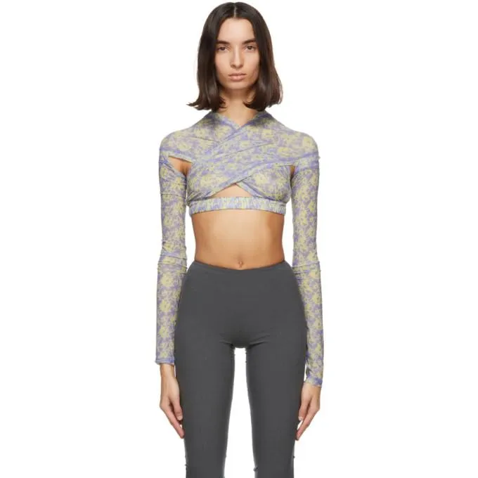 Charlotte Knowles SSENSE Exclusive Purple and Yellow Cross-Front Blouse