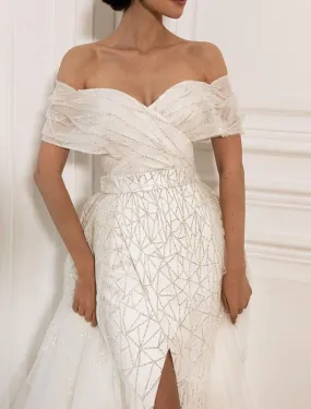 Emmeline  Beautiful Off-Shoulder White Wedding Dress