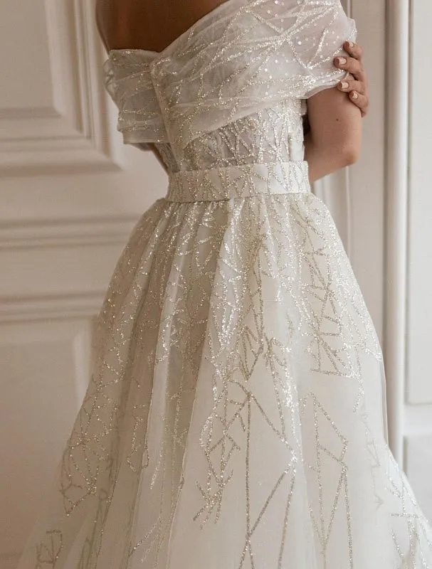 Emmeline  Beautiful Off-Shoulder White Wedding Dress