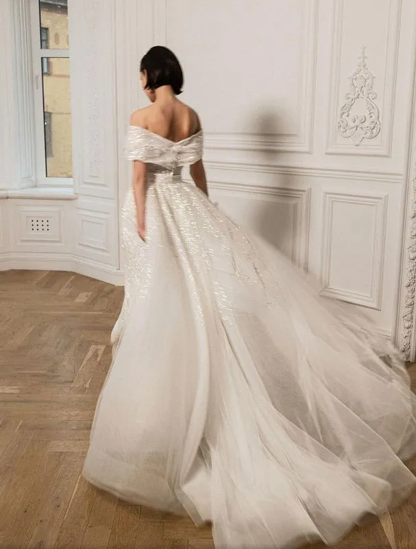 Emmeline  Beautiful Off-Shoulder White Wedding Dress