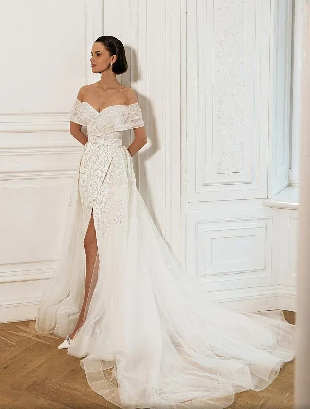 Emmeline  Beautiful Off-Shoulder White Wedding Dress