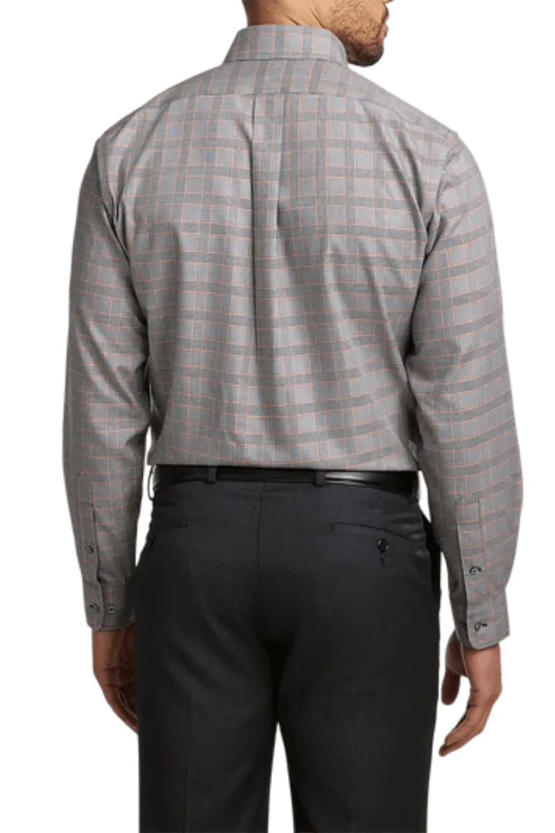 Grey Non-Iron Cotton Plaid Casual Shirt
