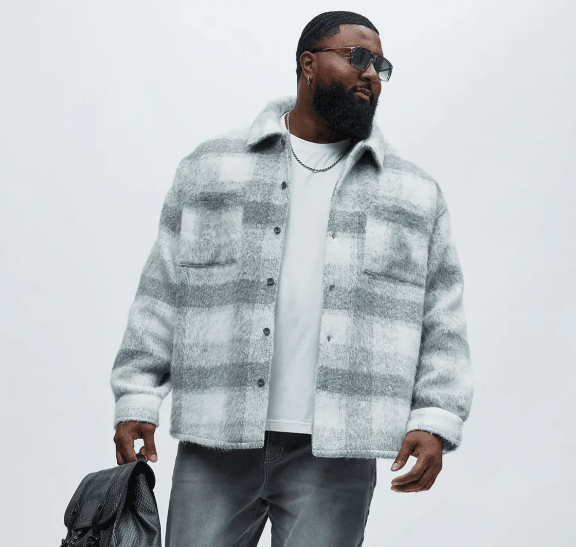 Grey - Plaid Flannel Jacket