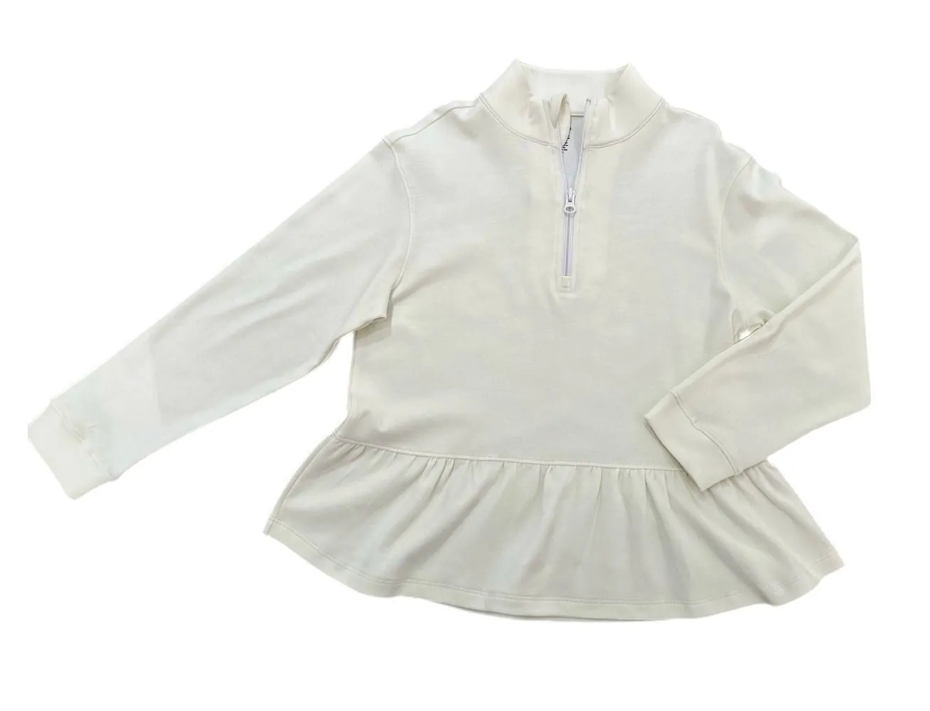 James & Lottie Be Elizabeth Girls Athleisure Peplum 1/4 Zip Top - Cream