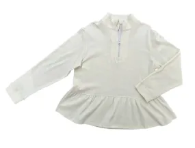 James & Lottie Be Elizabeth Girls Athleisure Peplum 1/4 Zip Top - Cream