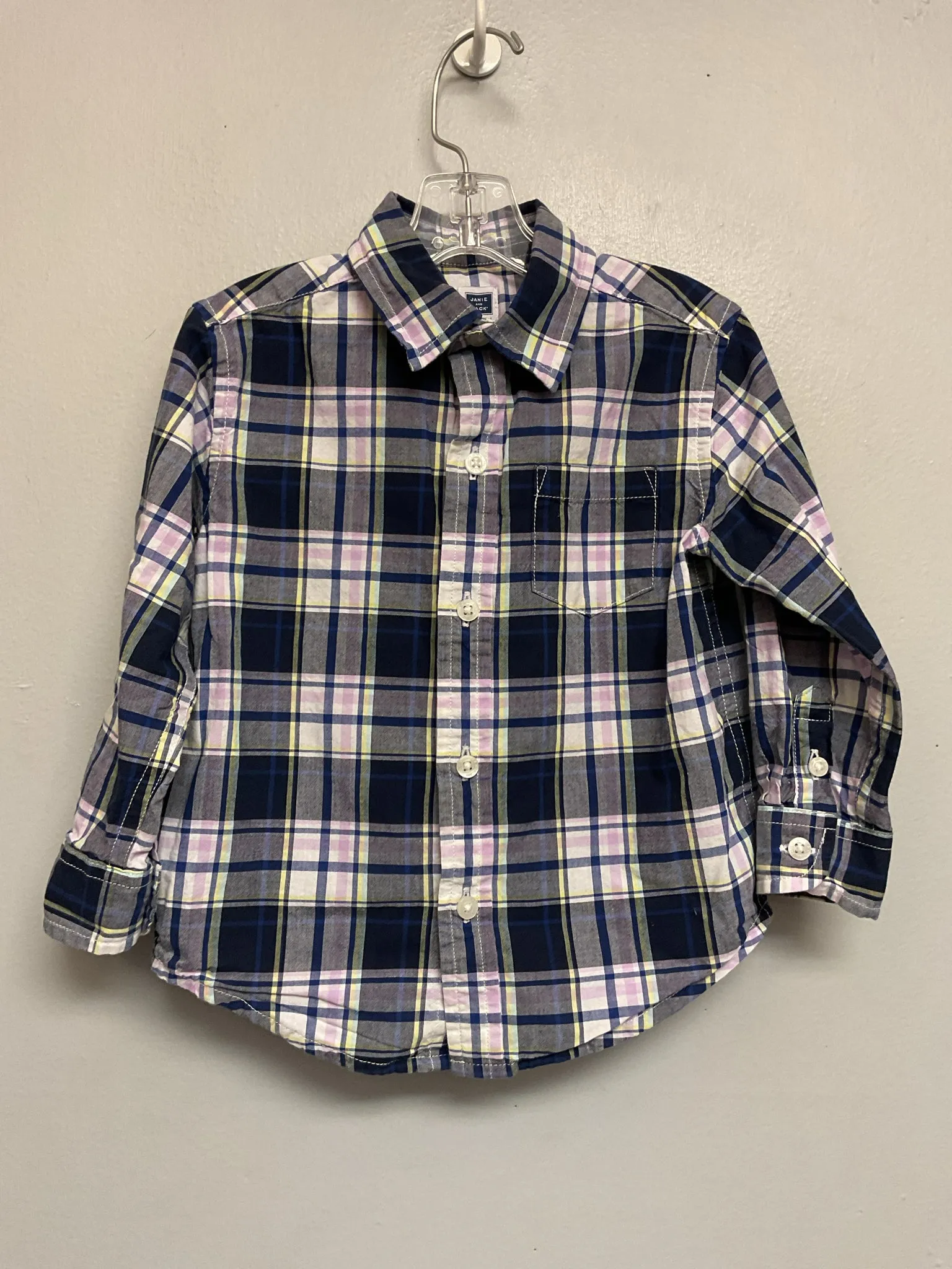 Janie and Jack Size 18M Navy Plaid Cotton Infant Boys Shirts & Polos