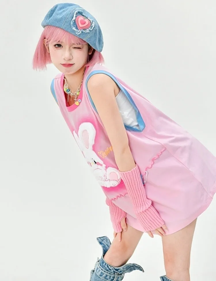 Kawaii Sweet Pink Bunny Loose Tank Top