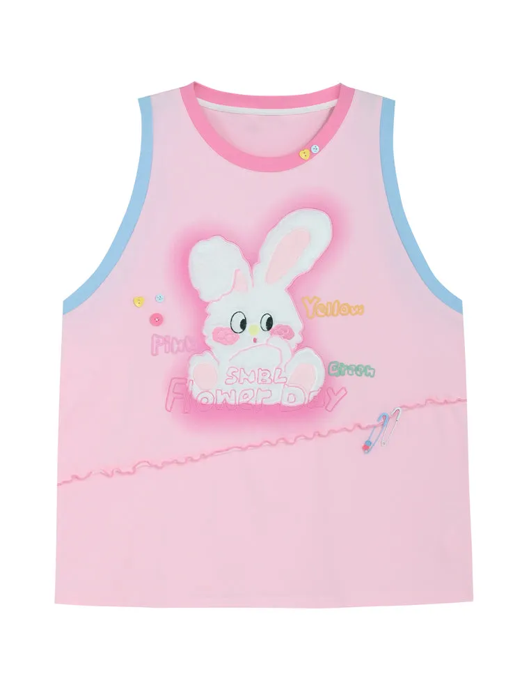 Kawaii Sweet Pink Bunny Loose Tank Top