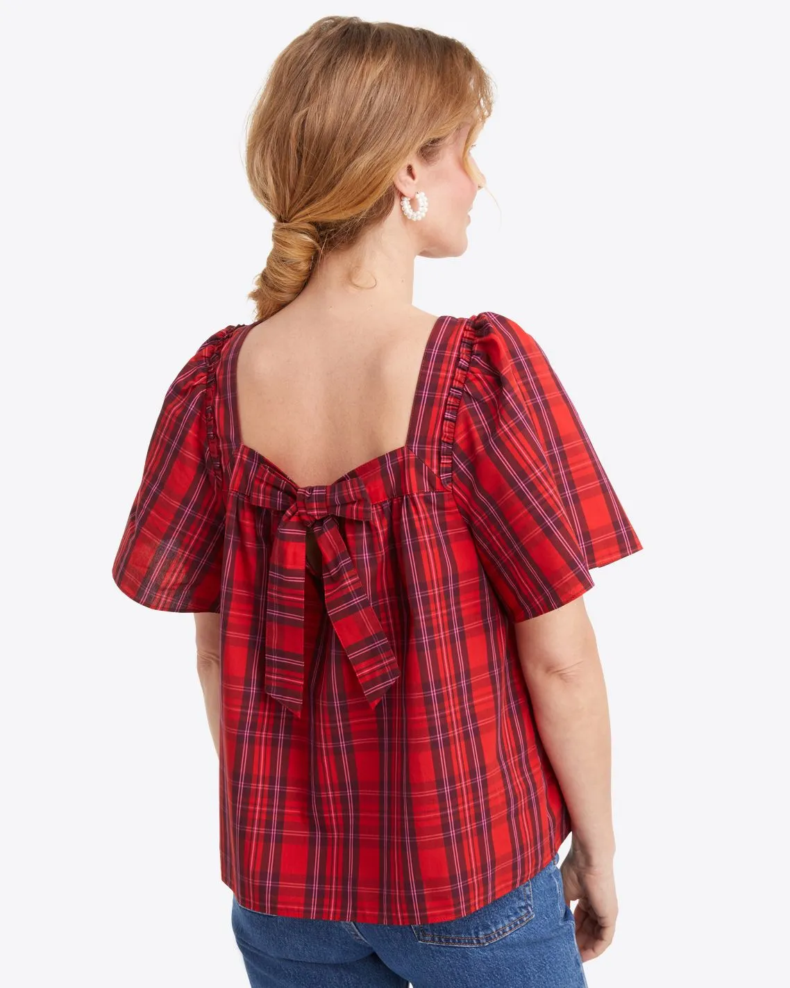 Maren Bow Back Top in Elle Plaid