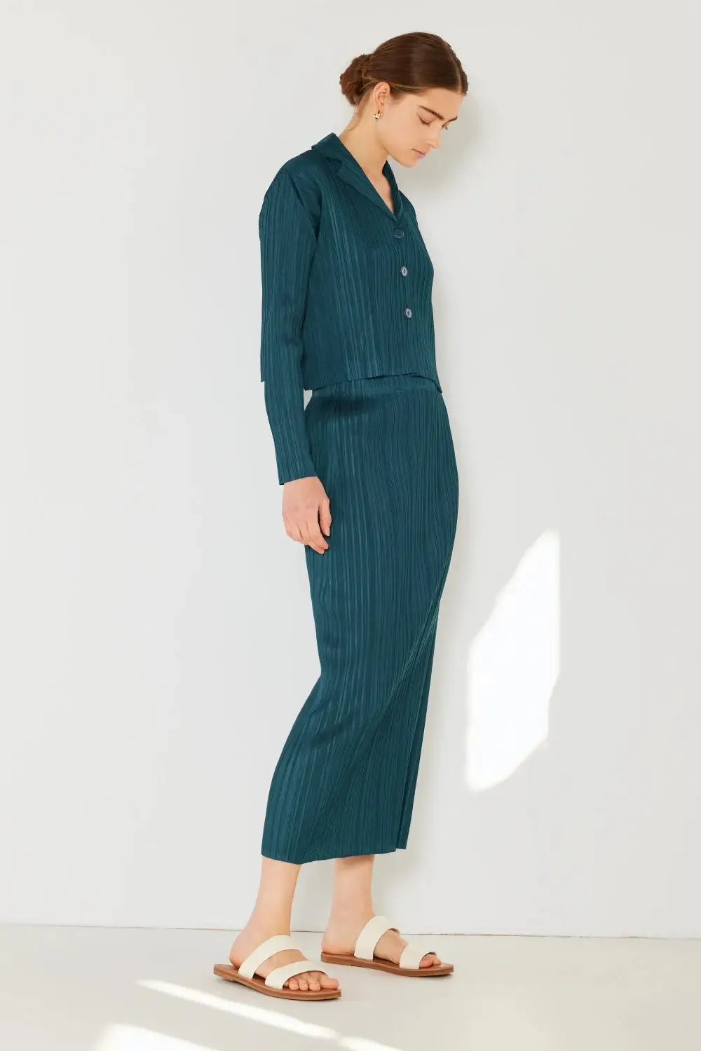 Marina West Swim - Pleated Cropped - Button Up Shirt