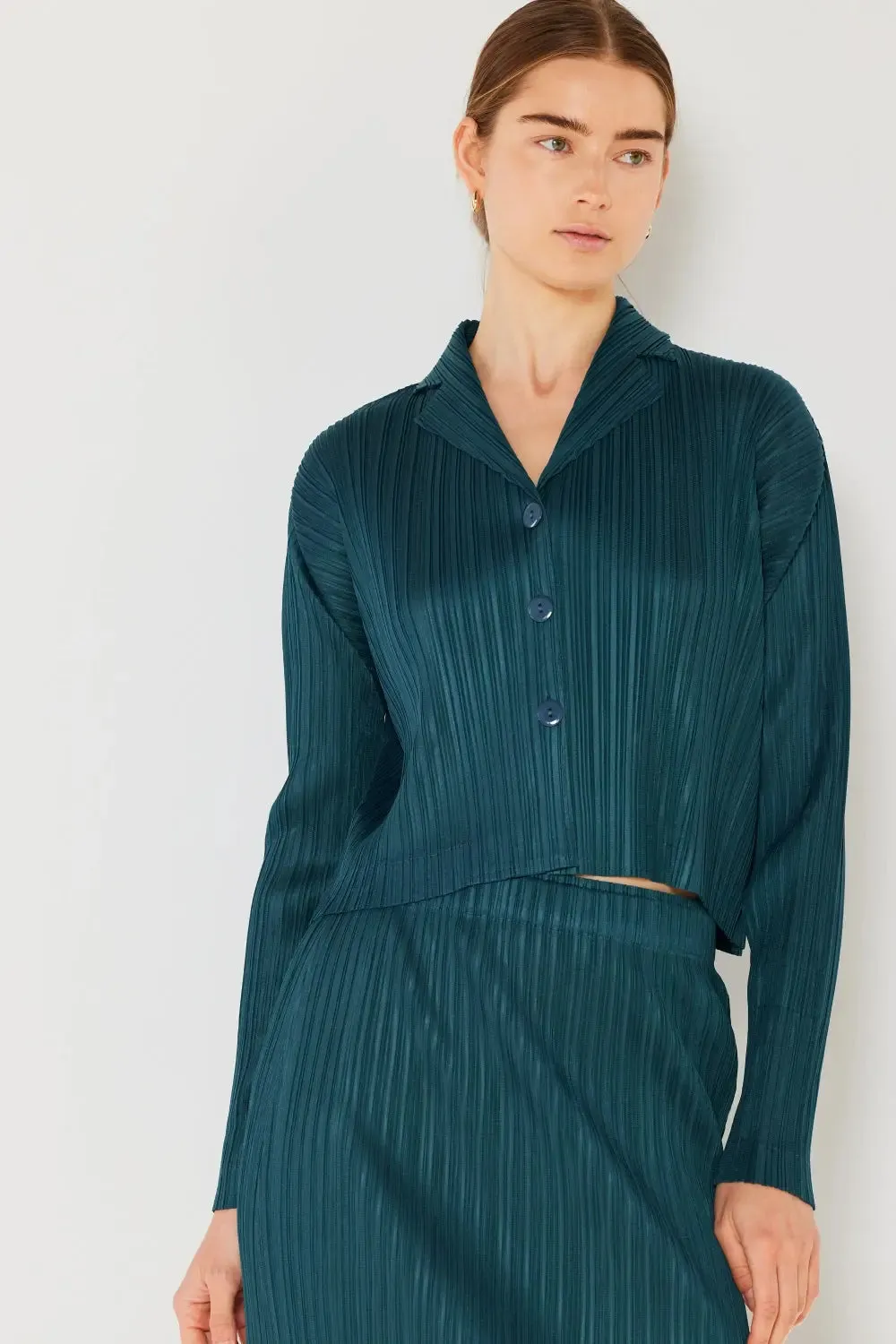 Marina West Swim - Pleated Cropped - Button Up Shirt