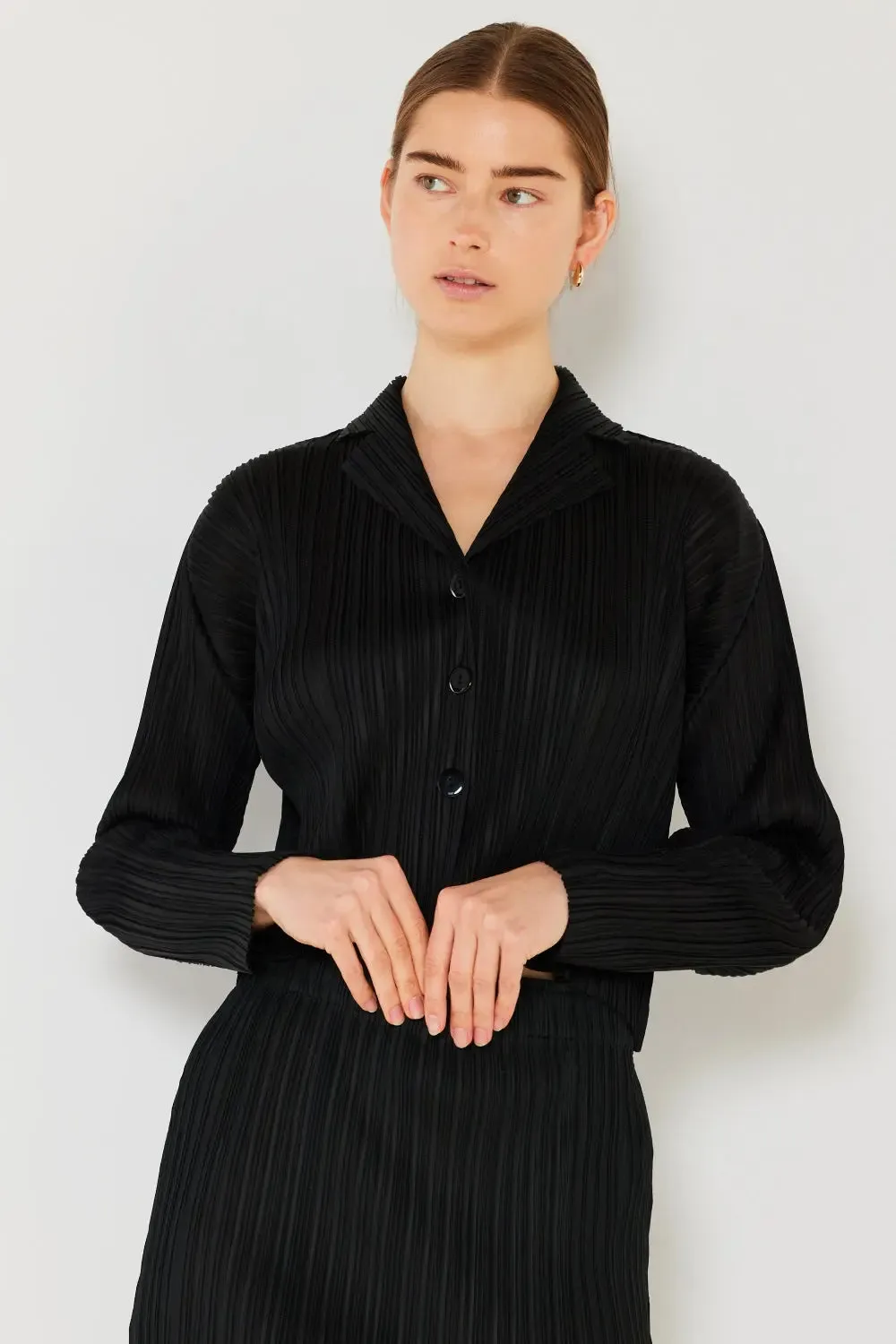 Marina West Swim - Pleated Cropped - Button Up Shirt