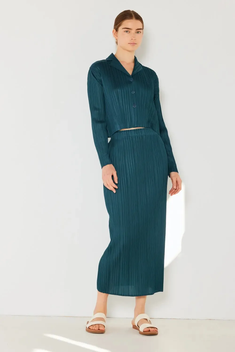 Marina West Swim - Pleated Cropped - Button Up Shirt