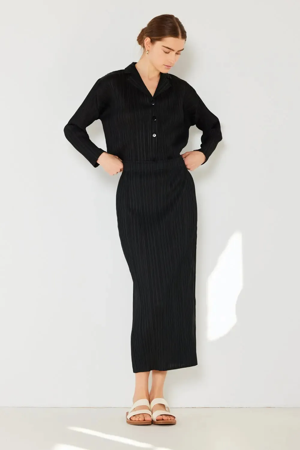 Marina West Swim - Pleated Cropped - Button Up Shirt