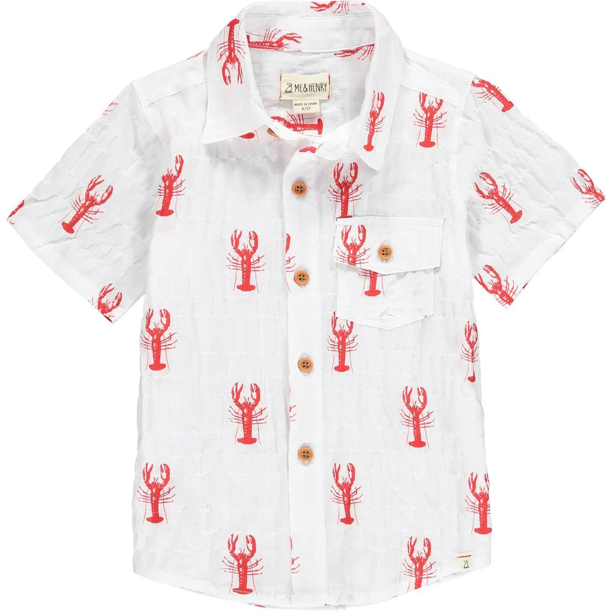 Me & Henry White w/ Red Lobster Short Sleeved Shirt