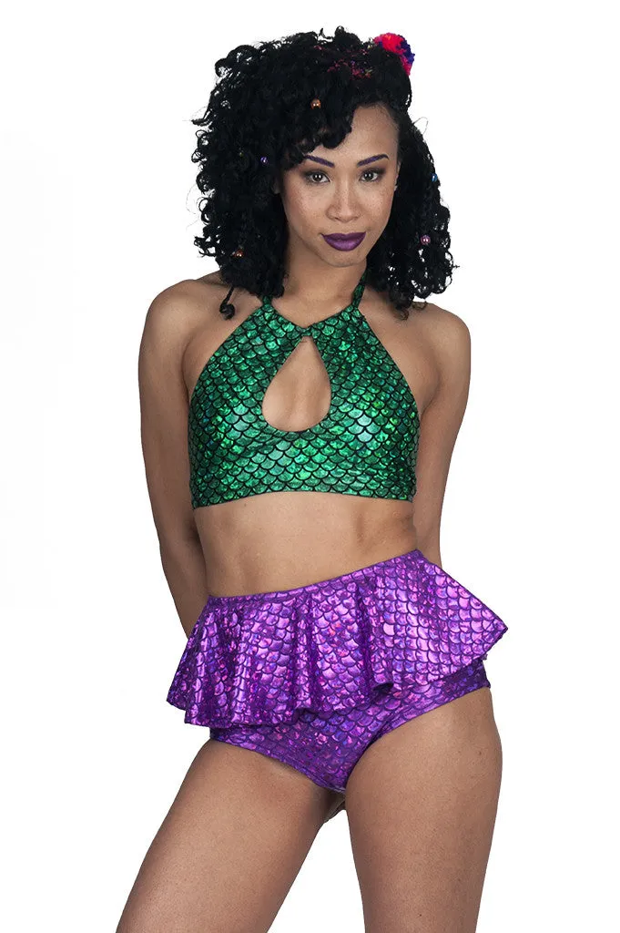 Purple Mermaid Peplum Swim Bottom (Small)