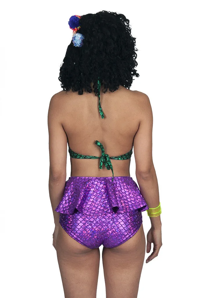 Purple Mermaid Peplum Swim Bottom (Small)