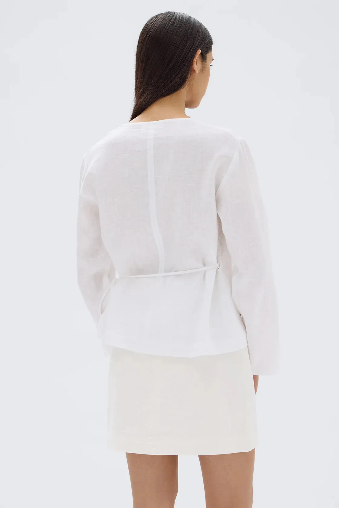 RENEE LINEN WRAP TOP | WHITE