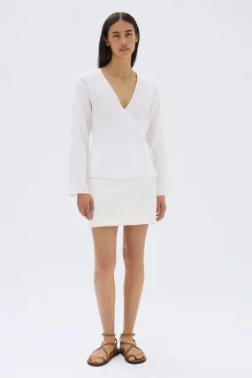RENEE LINEN WRAP TOP | WHITE