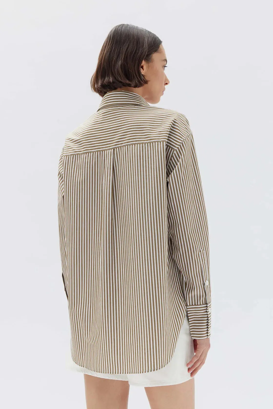 SIGNATURE POPLIN SHIRT | PEA/WHITE STRIPE