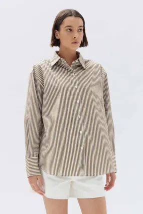 SIGNATURE POPLIN SHIRT | PEA/WHITE STRIPE