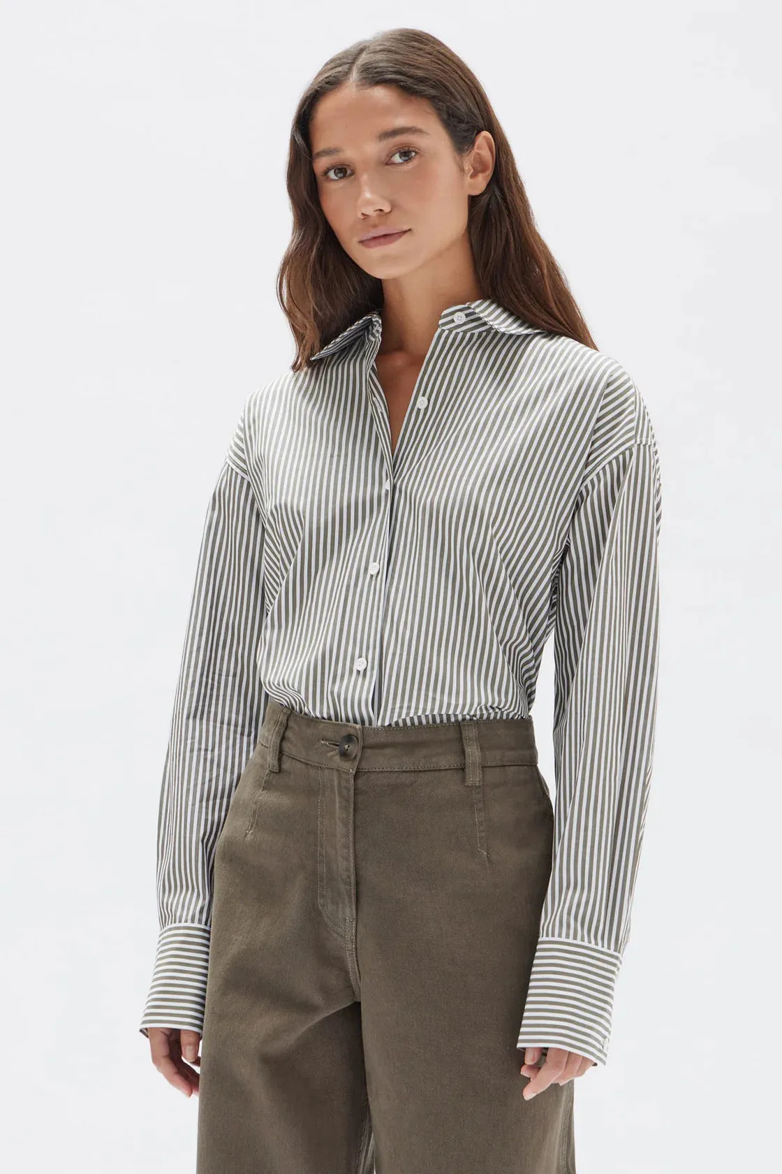 SIGNATURE POPLIN SHIRT | SPRUCE/WHITE