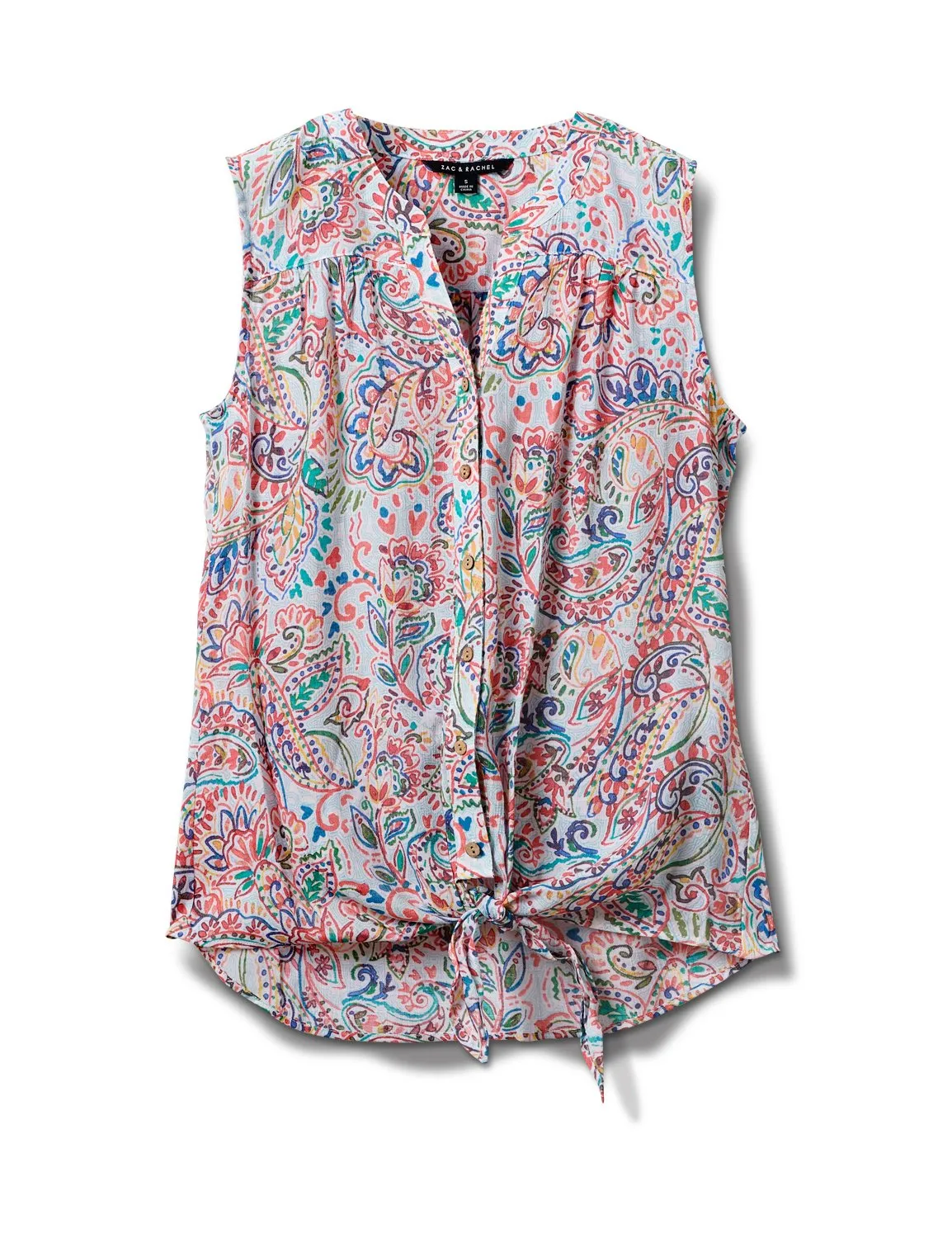 Sleeveless Tie Front Texture Blouse