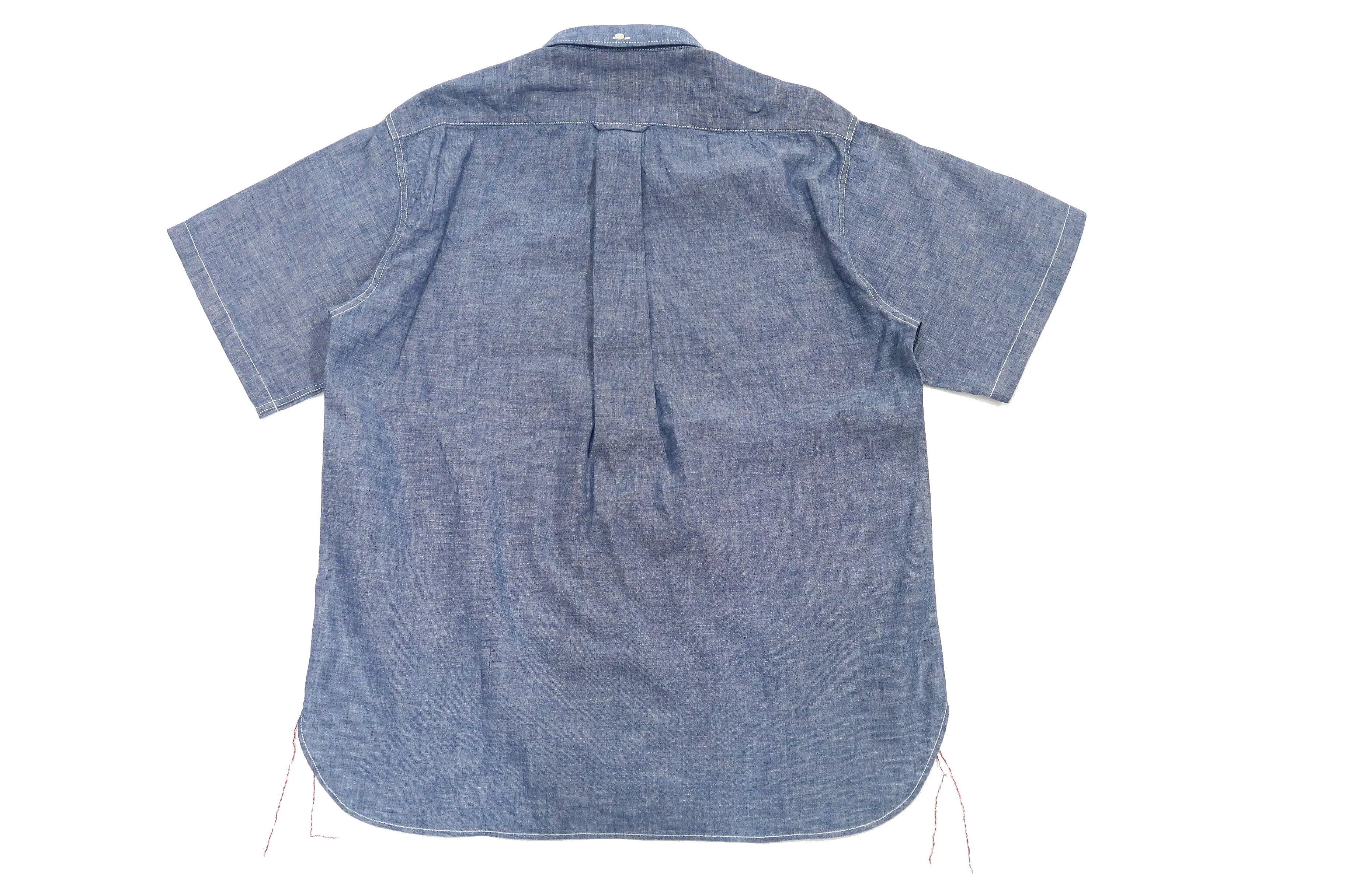 Sugar Cane Plain Chambray Shirt Men's Relaxed Fit Button-Down Collar Short Sleeve Casual Shirt SC38903 421 Blue One-Wash